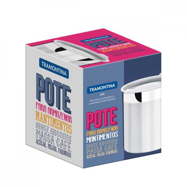 Pote Tramontina Cucina em Aço Inox para Mantimentos com Tampa Plástica 14 cm 2,3 L Imagem de Pote Tramontina Cucina em Aço Inox para Mantimentos com Tampa Plástica 14 cm 2,3 L