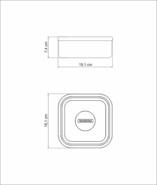 Imagem de Pote tramontina freezinox em aço inox quadrado com tampa plástica 19 cm 2,1 l