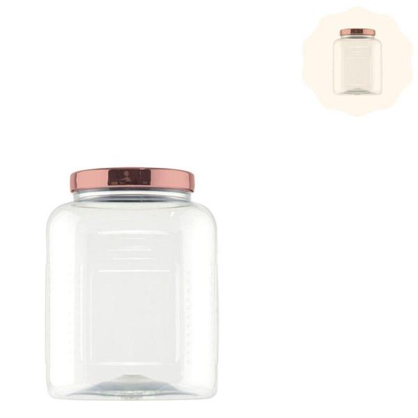 Imagem de Pote Transparente Quadrado Tampa Metalizada Rose 3,5 L Bandeirante 1313