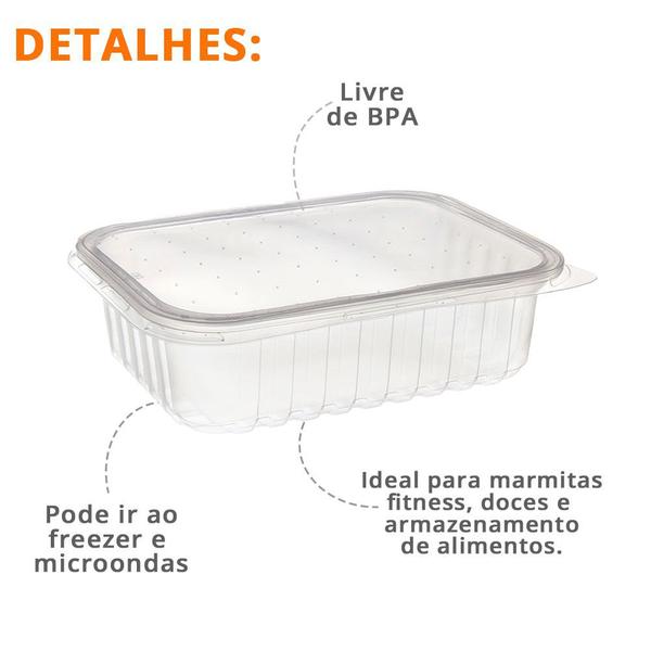 Imagem de Pote Transparente Retangular Plástico Congelar Marmita 96un