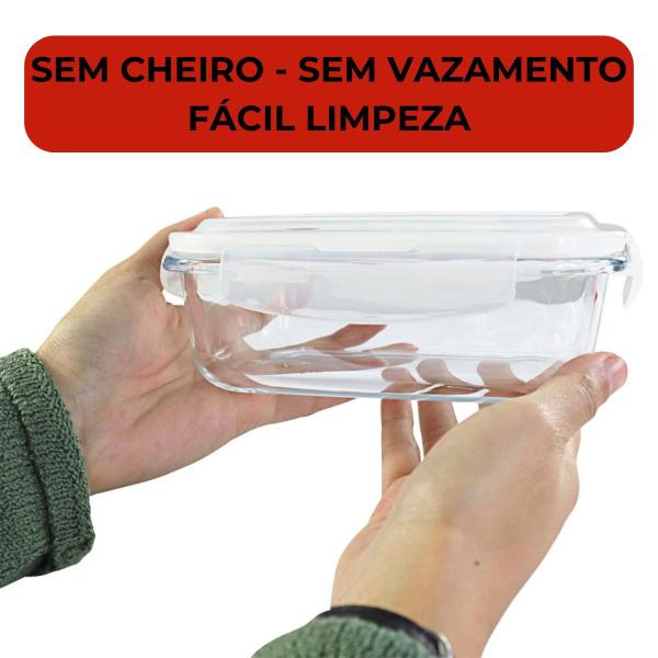 Imagem de Pote Vidro Hermética Marmita Tampa Silicone 1040ml Grande