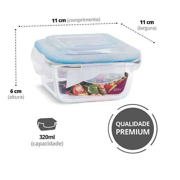 Imagem de Pote Vidro Hermético Trava Mais Forno Micro-Ondas e Freezer 320ml - Quality House