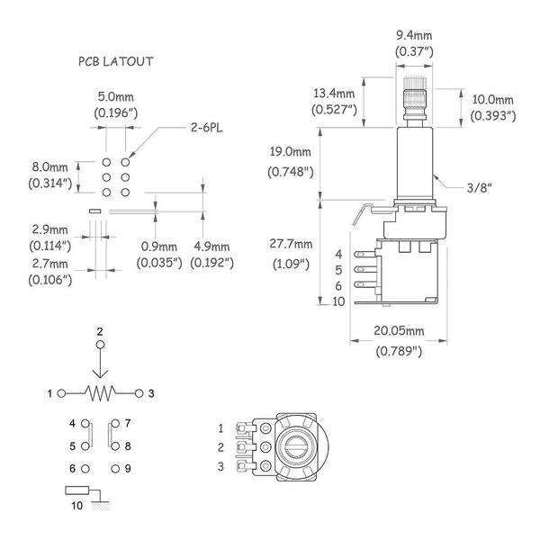 Imagem de Potenciômetro Instrumentos (Unidade) Spirit VPP319-B500K-I