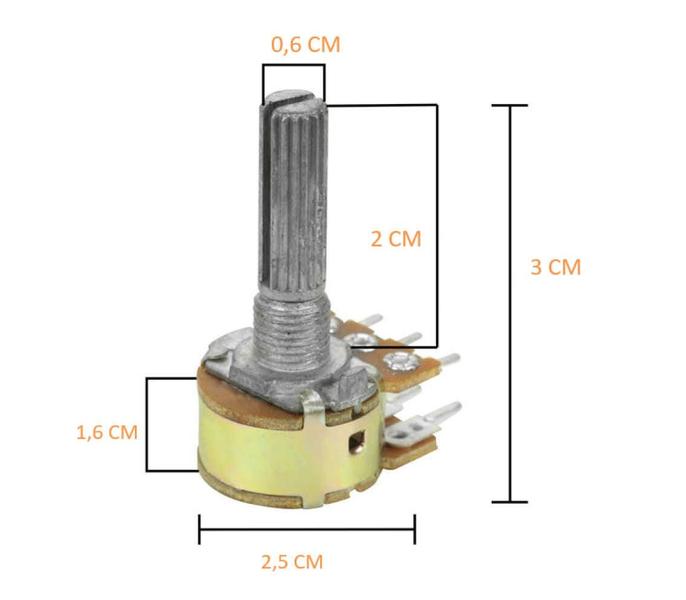 Imagem de Potenciometro rotativo duplo 1 mega - 6 terminais extriado l20