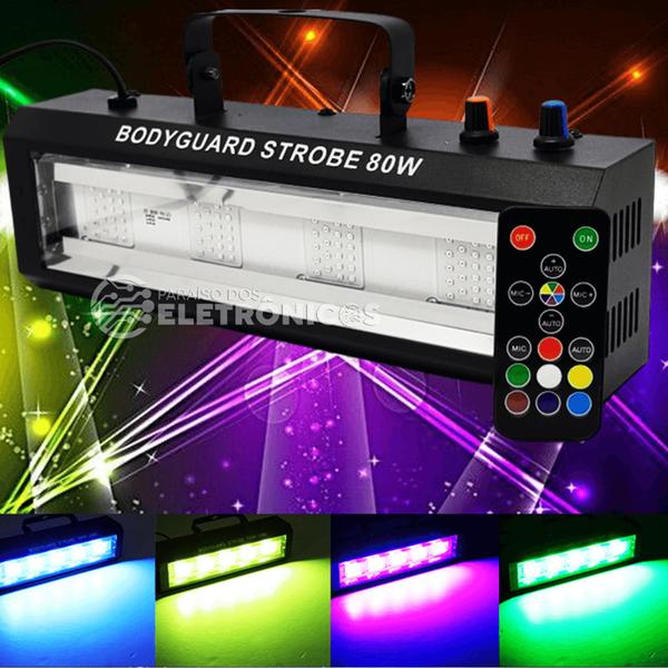 Imagem de Potente Strobo RGB Color 80w Controle Remoto Bares Baladas Aniversario Discoteca - 1948815