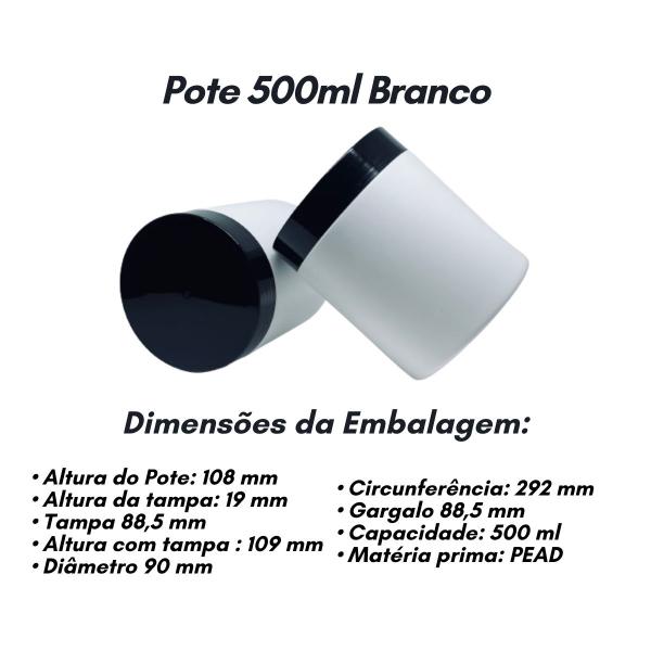 Imagem de Potes Cosméticos 500 Gramas C Tampa Preta Creme Cabelo 10und