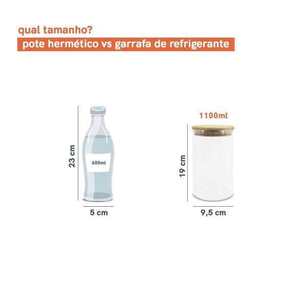 Imagem de Potes De Vidro Mantimentos 1100Ml Com Tampa Bambu - 4 Pçs