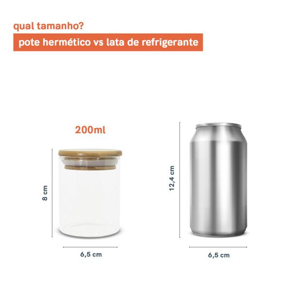 Imagem de Potes de Vidro P/ Mantimentos 200ml C/ Tampa Bambu - 10 Pçs Oikos