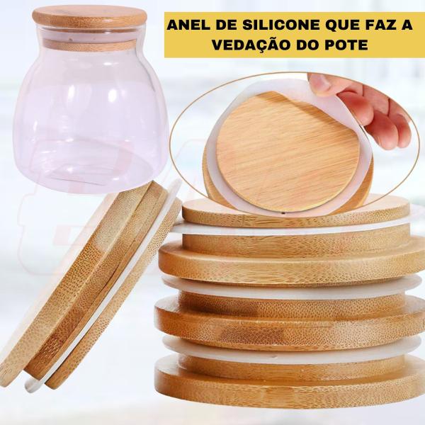 Potes de Vidro P/ Mantimentos C/ Tampa Bambu - 2 Pçs - Frasco Transparente 500ml Para Armazenar Alimentos Grãos, Arroz Chá Café - IDEAL Imagem de Potes de Vidro P/ Mantimentos C/ Tampa Bambu - 2 Pçs - Frasco Transparente 500ml Para Armazenar Alimentos Grãos, Arroz Chá Café