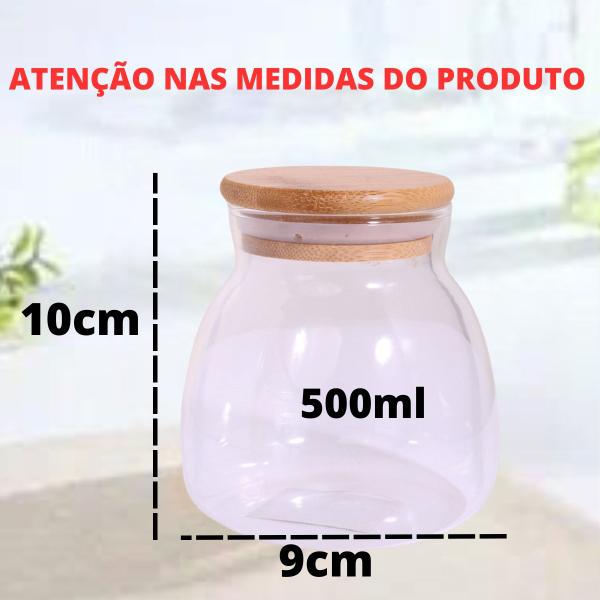 Potes de Vidro P/ Mantimentos C/ Tampa Bambu - 2 Pçs - Frasco Transparente 500ml Para Armazenar Alimentos Grãos, Arroz Chá Café - IDEAL Imagem de Potes de Vidro P/ Mantimentos C/ Tampa Bambu - 2 Pçs - Frasco Transparente 500ml Para Armazenar Alimentos Grãos, Arroz Chá Café