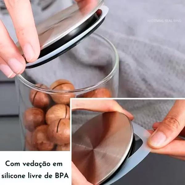 Imagem de Potes de Vidro Para Organização 4 Tamanhos Com Tampa Inox