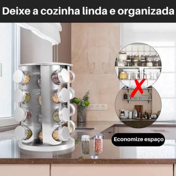 Potes Giratório de Tempero Inox/Vidro Organize sua Cozinha com Estilo e Conforto - BLACK WATCH Imagem de Potes Giratório de Tempero Inox/Vidro Organize sua Cozinha com Estilo e Conforto