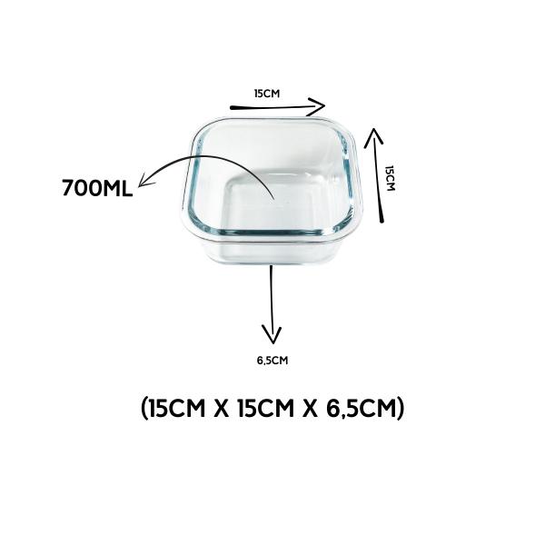 Imagem de Potes Herméticos com Travas Quadrado 700ml 5 Unid