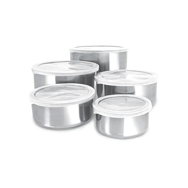 Potes Para Armazenar Alimentos Jogo 5 Pçs em Inox Com Tampa - Western Imagem de Potes Para Armazenar Alimentos Jogo 5 Pçs em Inox Com Tampa
