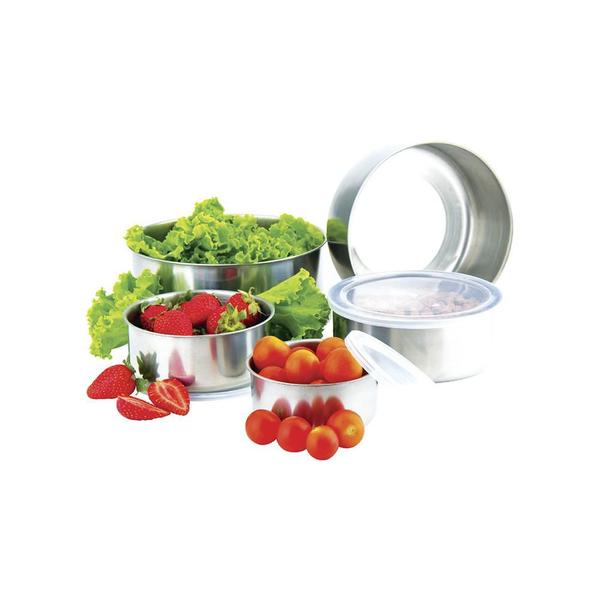 Potes Para Armazenar Alimentos Jogo 5 Pçs em Inox Com Tampa - Western Imagem de Potes Para Armazenar Alimentos Jogo 5 Pçs em Inox Com Tampa