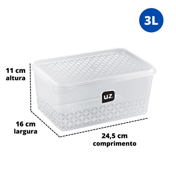 Imagem de Potes Porta Mantimentos Retangular Transparente Multiuso UZ