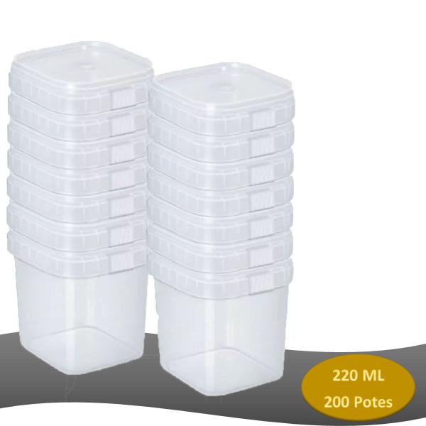 Imagem de Potes Quadrados Bolo No Pote Lacre Plástico 220ml -200 Unid WS Plastico