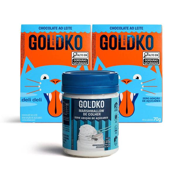 Potinho Marshmallow + 2 Deli Deli ao leite zero adição de açúcares - GoldKo Imagem de Potinho Marshmallow + 2 Deli Deli ao leite zero adição de açúcares