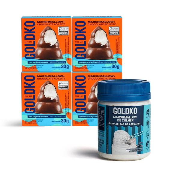Potinho Marshmallow + 4 musas ao leite zero adição de açúcares - GoldKo Imagem de Potinho Marshmallow + 4 musas ao leite zero adição de açúcares
