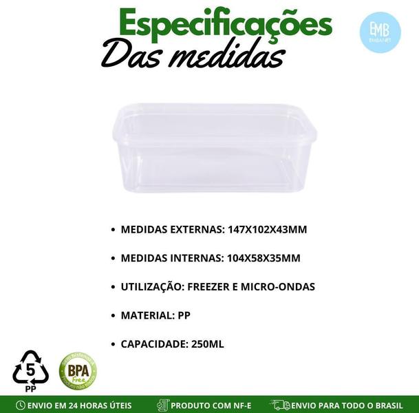 Imagem de Potinhos Descartaveis Para Marmita Tampa Sem Lacre 250Ml 96U