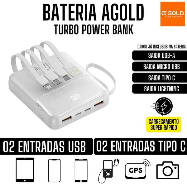 Imagem de Power Bank Agold BTE-48 com 10.000mAh para Android e iOS