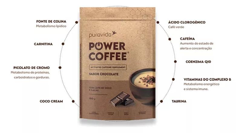 Imagem de Power Coffee Puravida 180g Sabor Chocolate