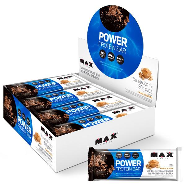 Imagem de Power protein bar barra de proteina caixa com 8 un de 90g peanut butter max titanium