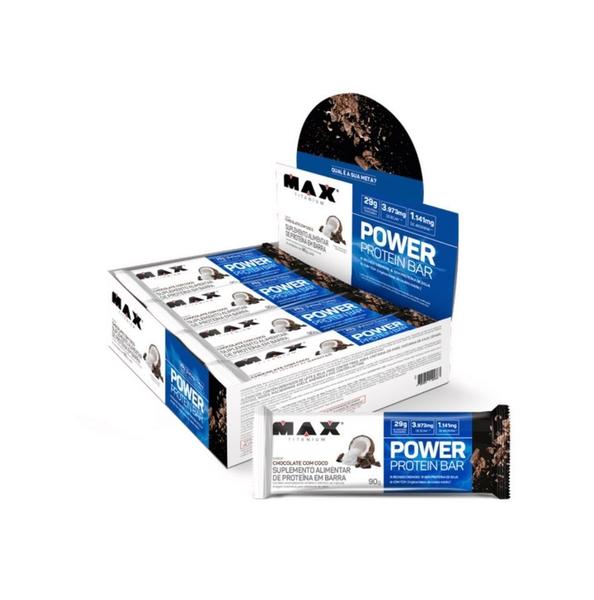 Imagem de Power Protein Bar Caixa com 8 Unidades (720g) - Sabor: Chocolate c/ Coco