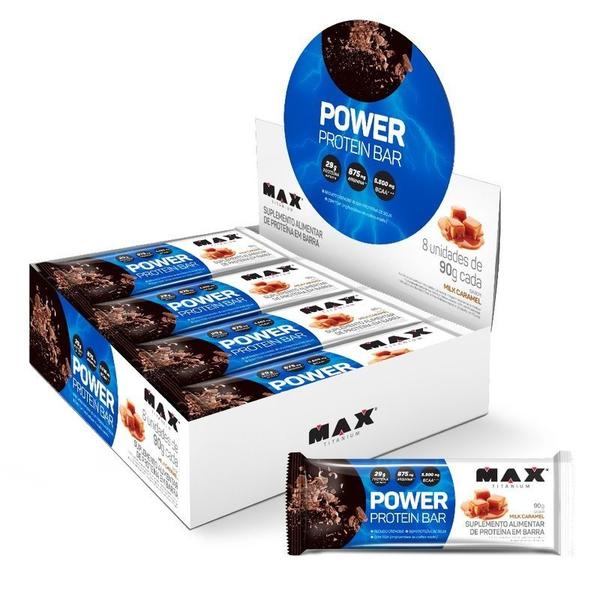 Power Protein Bar Caixa com 8 Unidades (720g) - Sabor Milk Caramel - Max Titanium Imagem de Power Protein Bar Caixa com 8 Unidades (720g) - Sabor Milk Caramel