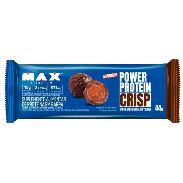 Imagem de Power protein crisp barra de proteina caixa 12 un de 44g dark chocolate truffle max titanium