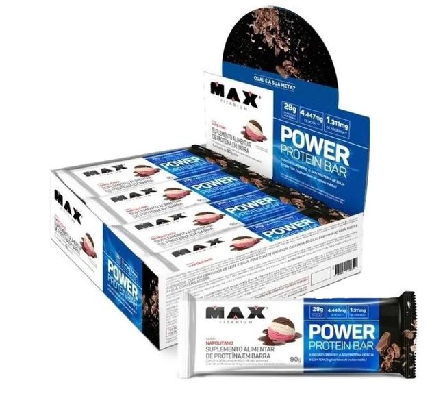 Imagem de Power Protein Whey Bar Napolitano 8Un 90G - Max Titanium