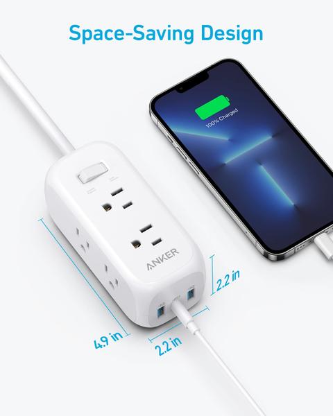 Imagem de Power Strip Anker USB C Power Delivery 20W 6 tomadas Cabo de 5 pés