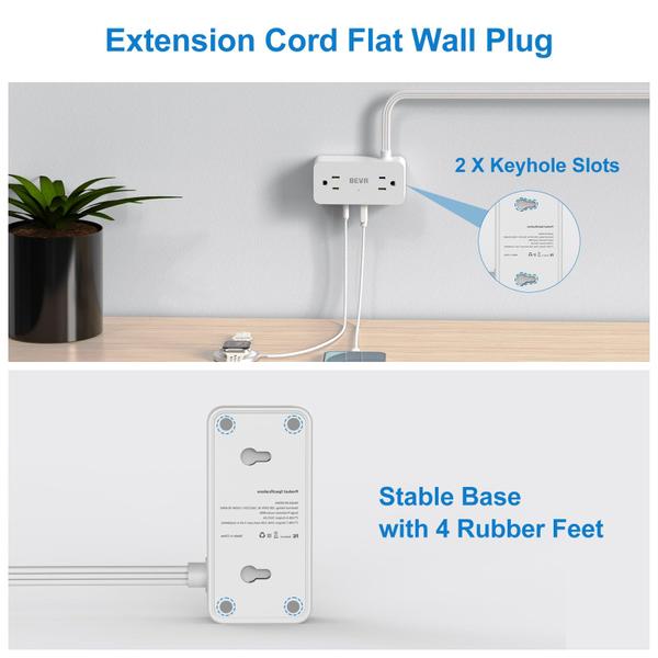 Imagem de Power Strip BEVA com proteção contra sobretensão 4 tomadas 4 portas USB