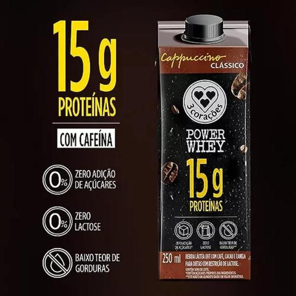 Imagem de Power Whey Cappuccino Clássico 3 Corações 250Ml