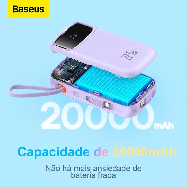 Imagem de PowerBank Carregador Portátil Baseus Qpow2 20000mah 22.5w Display Digital Turbo - Roxo