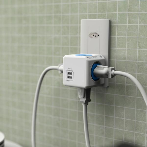 Imagem de PowerCube Adaptador Multiplicador Bivolt 4 Tomadas e 2 USB - ELG PWC-R4U