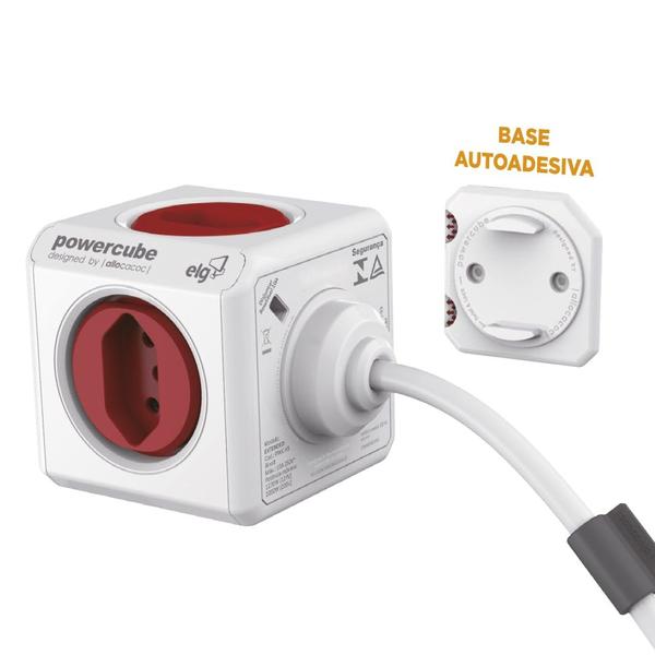 Imagem de PowerCube Adaptador Multiplicador Bivolt 5 Tomadas com Cabo de 3 metros - ELG PWC-X5/3M