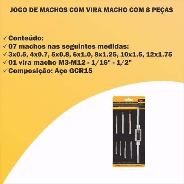 Imagem de  PR Tools Ferramentas Jogo Kit De Machos Manual Com Vira Macho C/ 8 Peças Eda 9vd