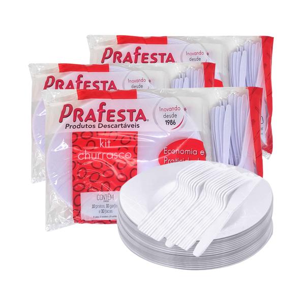 Imagem de Prafesta kit churrasco branco c/10