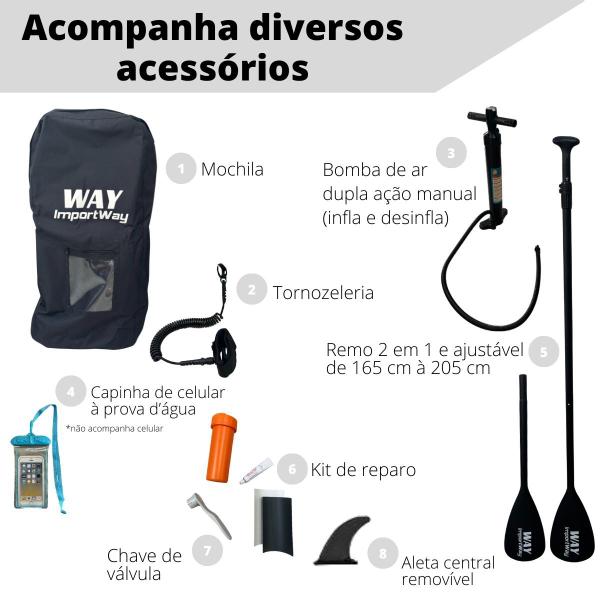 Imagem de Prancha Inflável Importway Stand Up 320x84x15cm Cinza