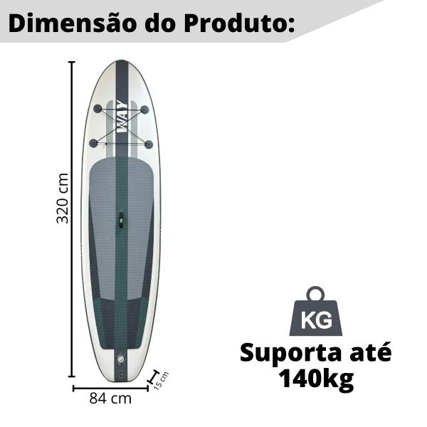 Imagem de Prancha Inflável Importway Stand Up 320x84x15cm Cinza