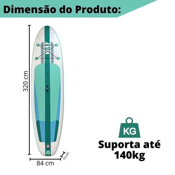 Imagem de Prancha Inflável Importway Stand Up 320x84x15cm Verde