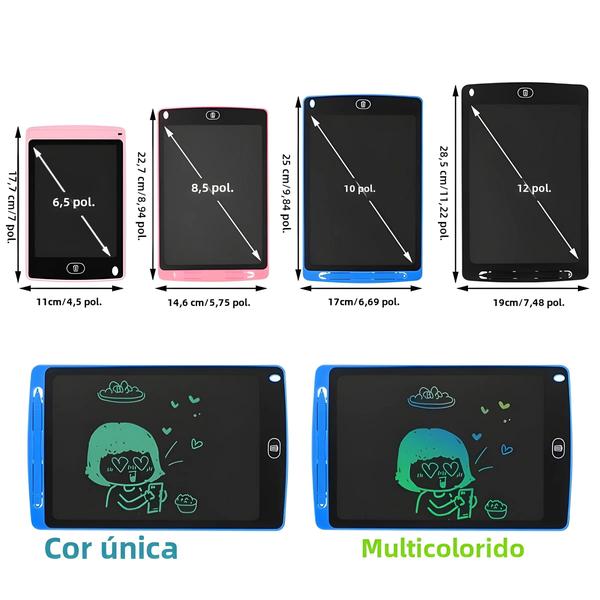 Imagem de Prancheta LCD Infantil de 6,5 a 12 Polegadas - Tablet de Desenho e Escrita