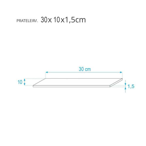 Imagem de Prateleira 30 x 10cm Cinza Claro Suporte Invisível