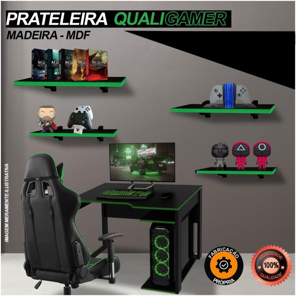 Imagem de Prateleira 36cm Decoração Quarto Sala  Escritório MDF Preto Resistente