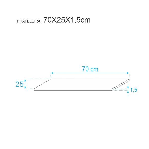 Imagem de Prateleira 70 x 25cm Vermelha Com Mão Francesa