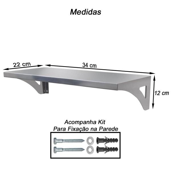 Imagem de Prateleira Aérea Aço Inox 22cm X 34cm Restaurante Lanchonete