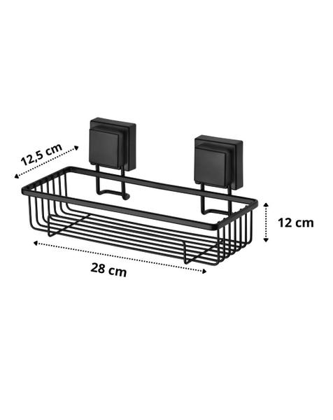 Imagem de Prateleira banheiro suporte shampoo ventosa preto fosco future 8050pt