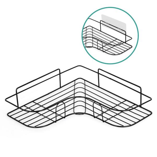 Imagem de Prateleira Canto Cantoneira L Banheiro Metal Adesivo Forte