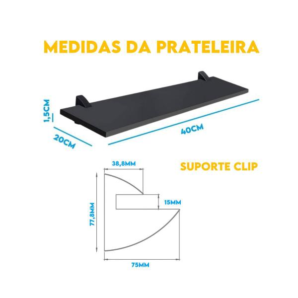 Imagem de Prateleira Com Suporte Decorativa Para Casa 40 x 20 Decoração